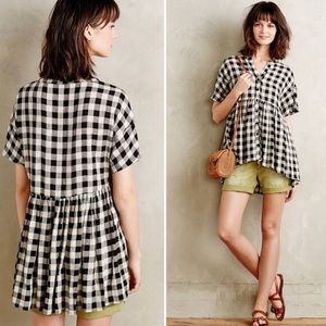 {Anthropologie} Checked Swing Top